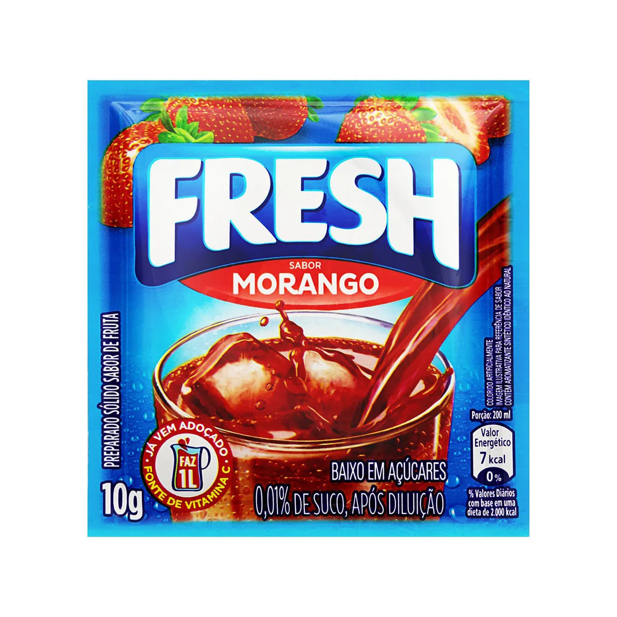 Refresco Em Pó Morango Fresh Pacote 10g