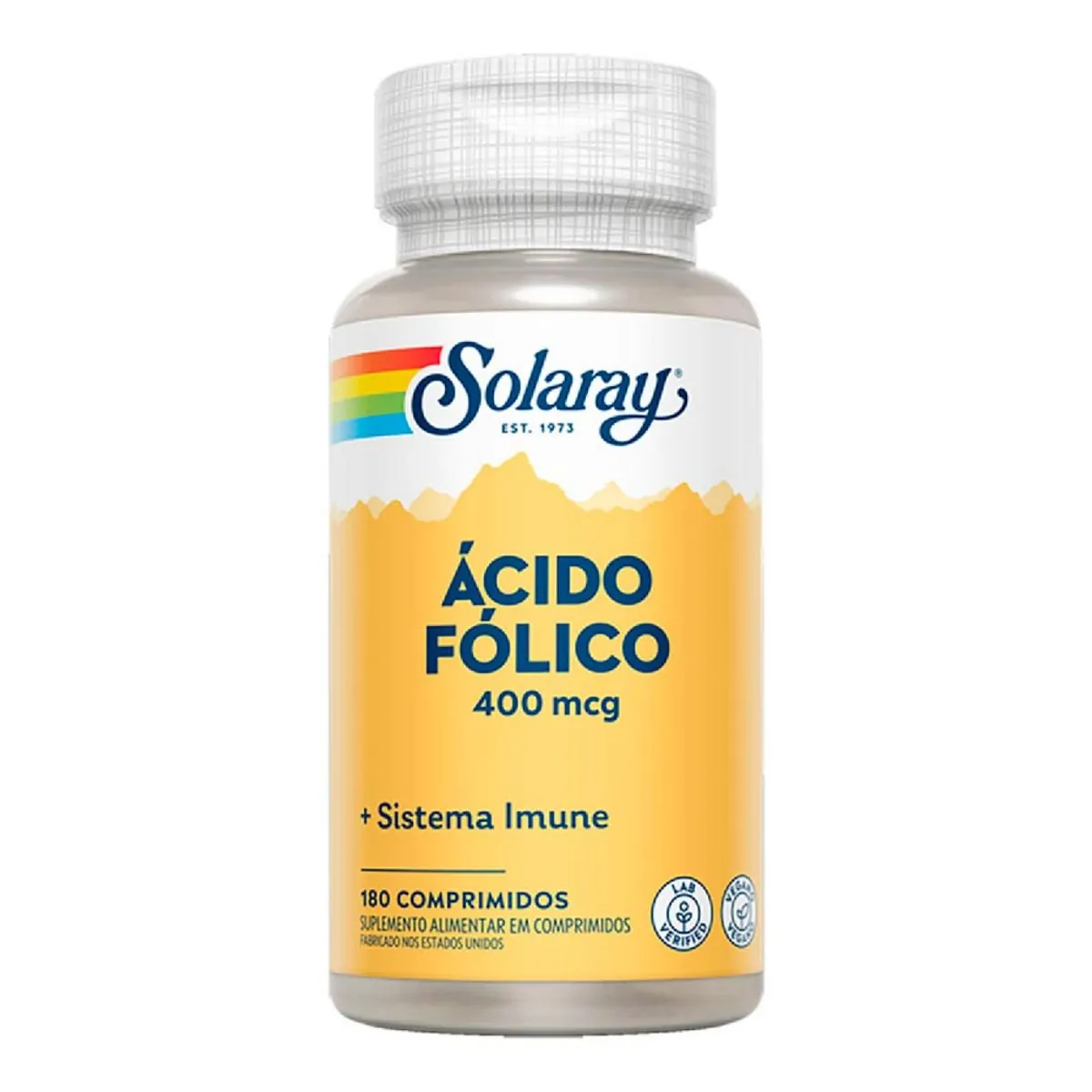 ácido Fólico 400mcg Solaray Frasco 180 Comprimidos
