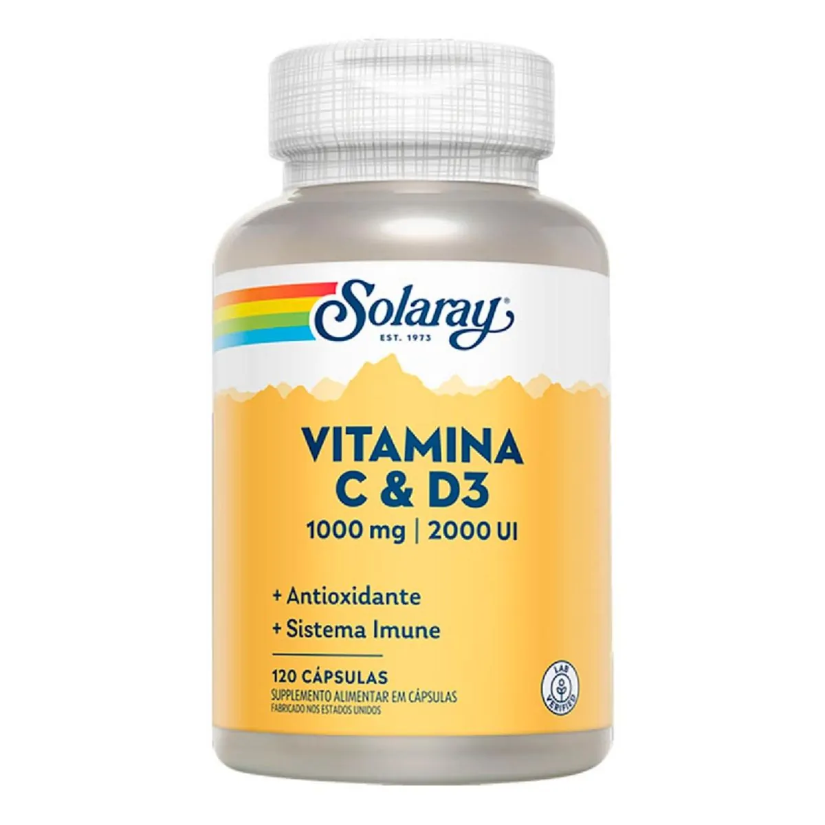 Vitamina C D3 Solaray Frasco 120 Cápsulas