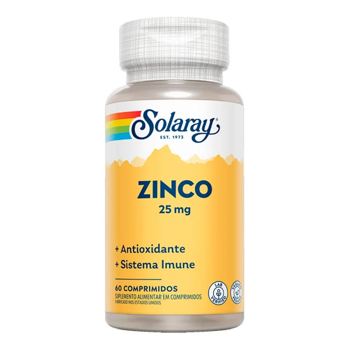 Zinco 25mg Solaray Frasco 60 Comprimidos