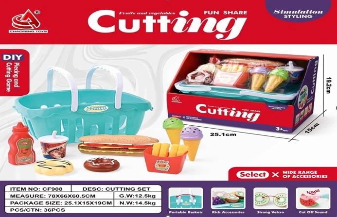 Kit Mercado Cesta Comida 9pcs Cf908 Banana Toys