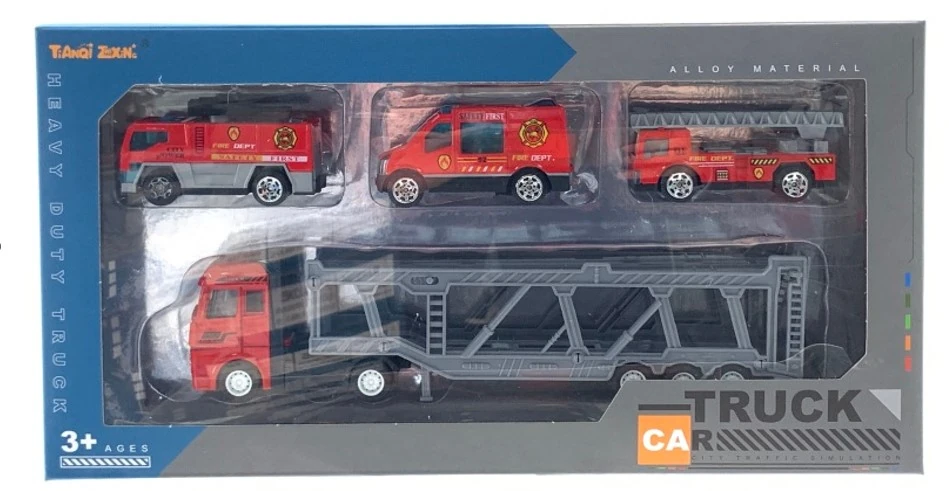 Kit Caminhao Bombeiro Metal 4pcs Tq66e 10 Banana Toys