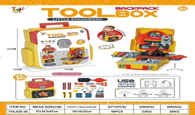 Kit Mochila Ferramenta Infantil 26pcs Thl038 36 Banana Toys