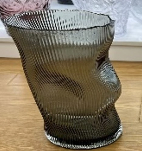 Vaso Vidro Cinza 26cm Nmp381 Banana Toys