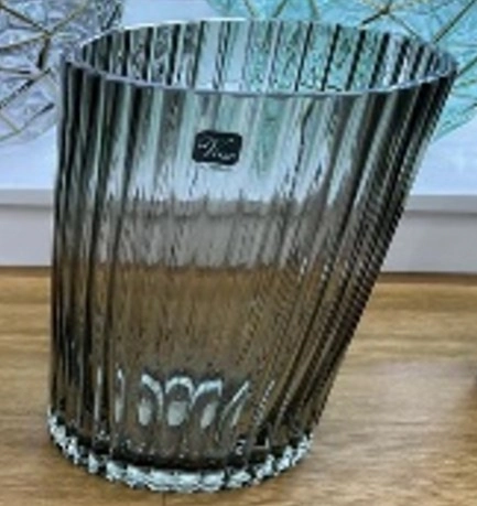 Vaso Vidro Cinza 25cm Nmp384 Banana Toys