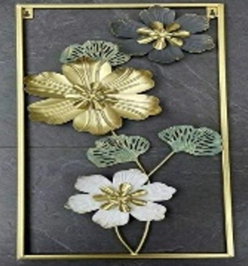 Escultura Parede Flores Metal 30x70cm Nmp468 Banana Toys