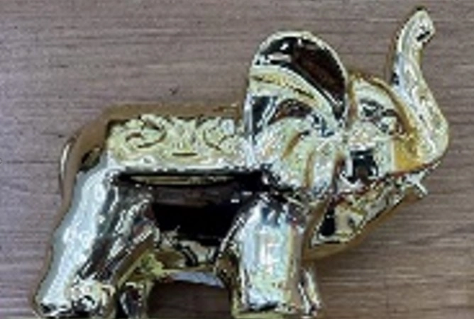 Enfeite Elefante Ceramica Galvanizada 12cm Nmp025 Banana Toys