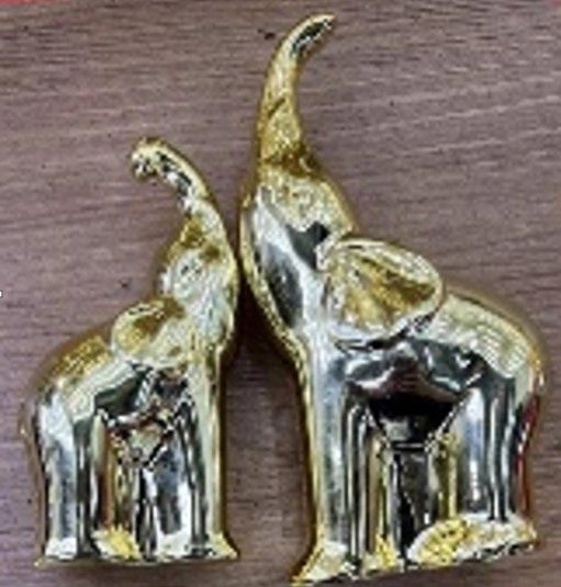 Kit Enfeite Elefante Ceramica Galvanizada 14cm 2pcs Nmp052 Banana Toy