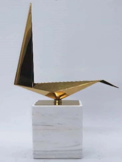 Escultura Passaro Metal 45cm Nd215 Banana Toys