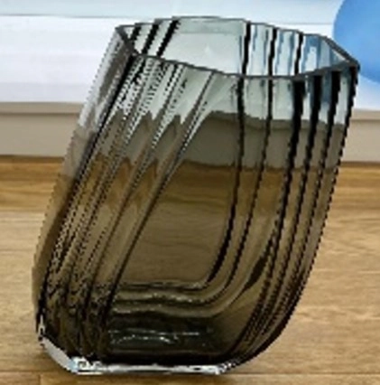 Vaso Vidro Cinza 28cm Nd125 Banana Toys
