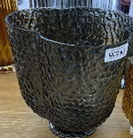 Vaso Vidro Cinza 24cm Nd115 Banana Toys