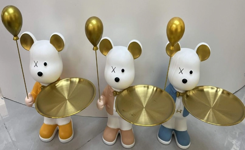 Escultura Urso Bandeja Resina 30cm Nd017 Banana Toys