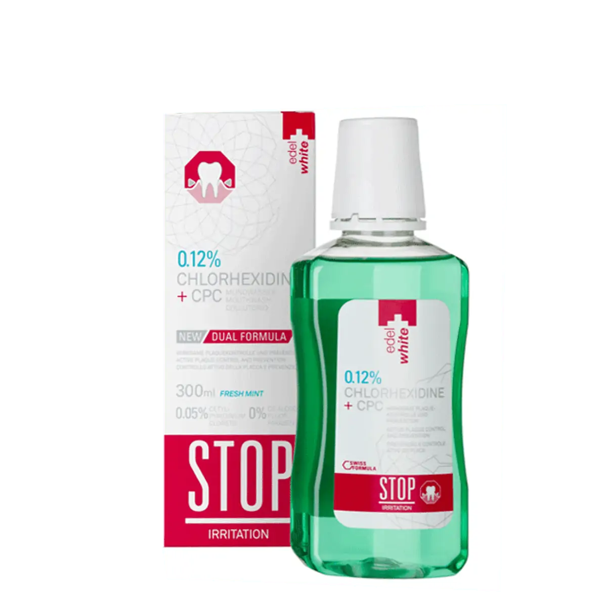 Enxaguante Bucal Edel+White Zero Álcool Fresh Mint Stop Irritation 300ml