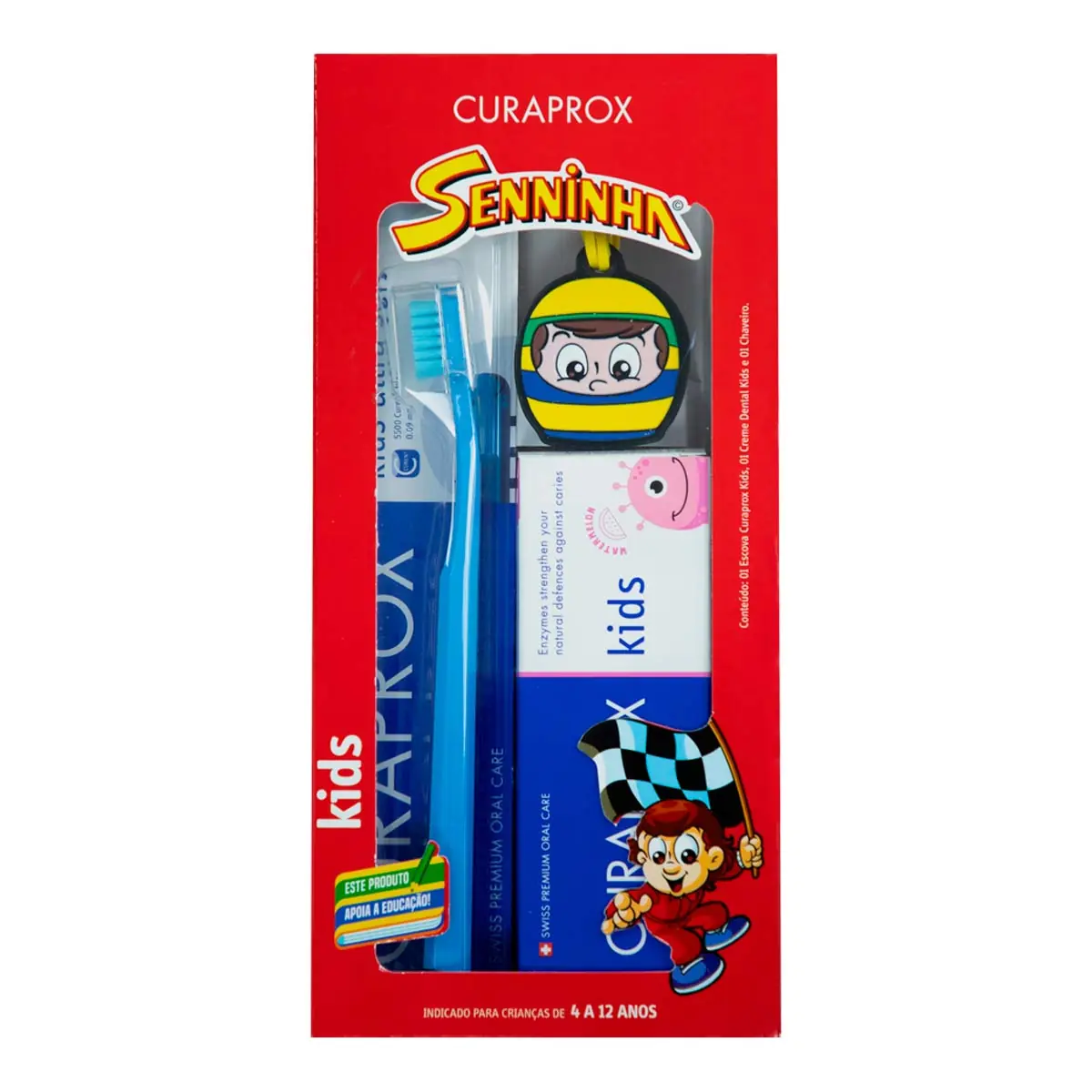 Kit Escova Creme Dental Melancia Chaveiro Curaprox Baby