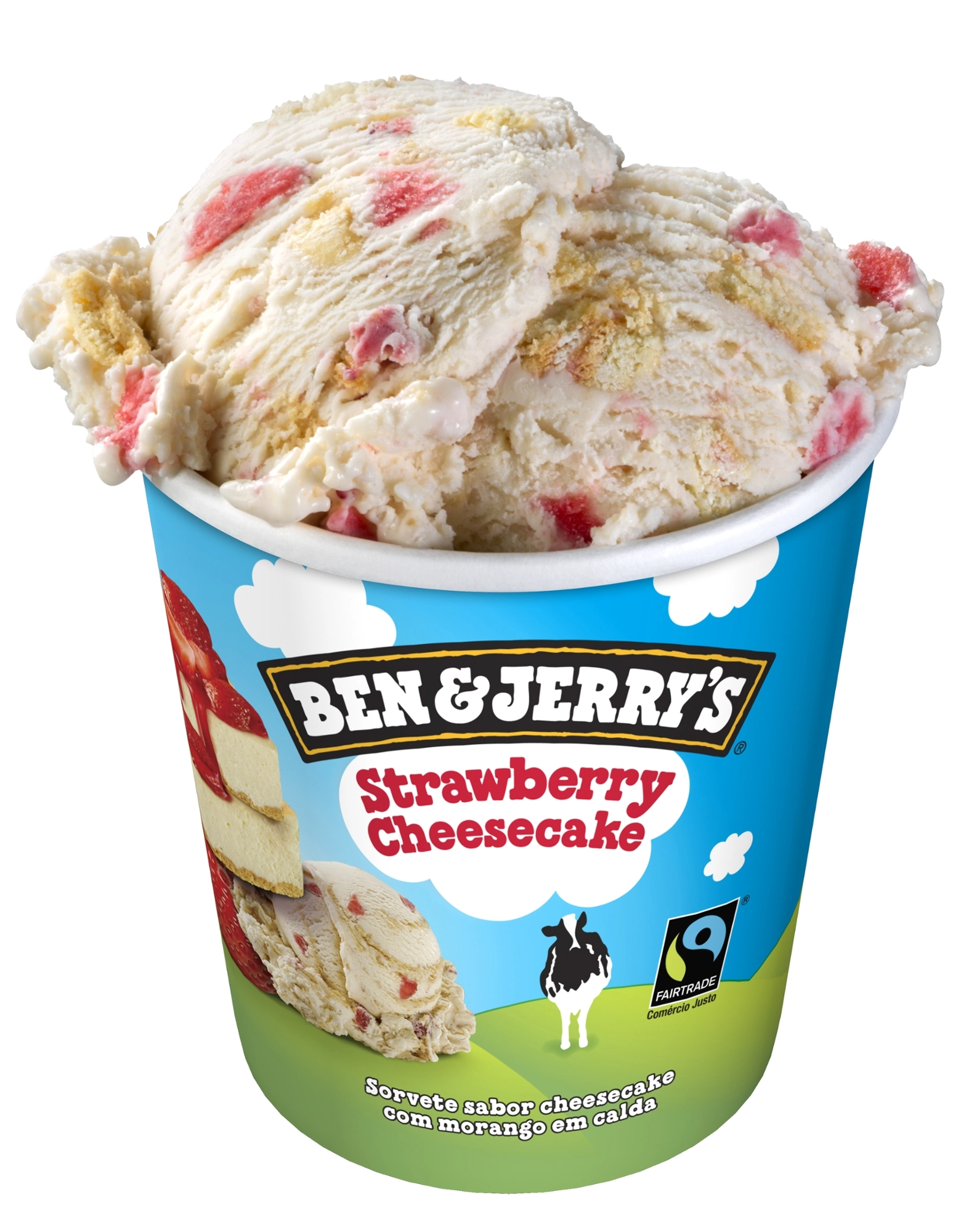 Sorvete de Pote Ben &amp; Jerry's Strawberry Cheesecake 458 ML