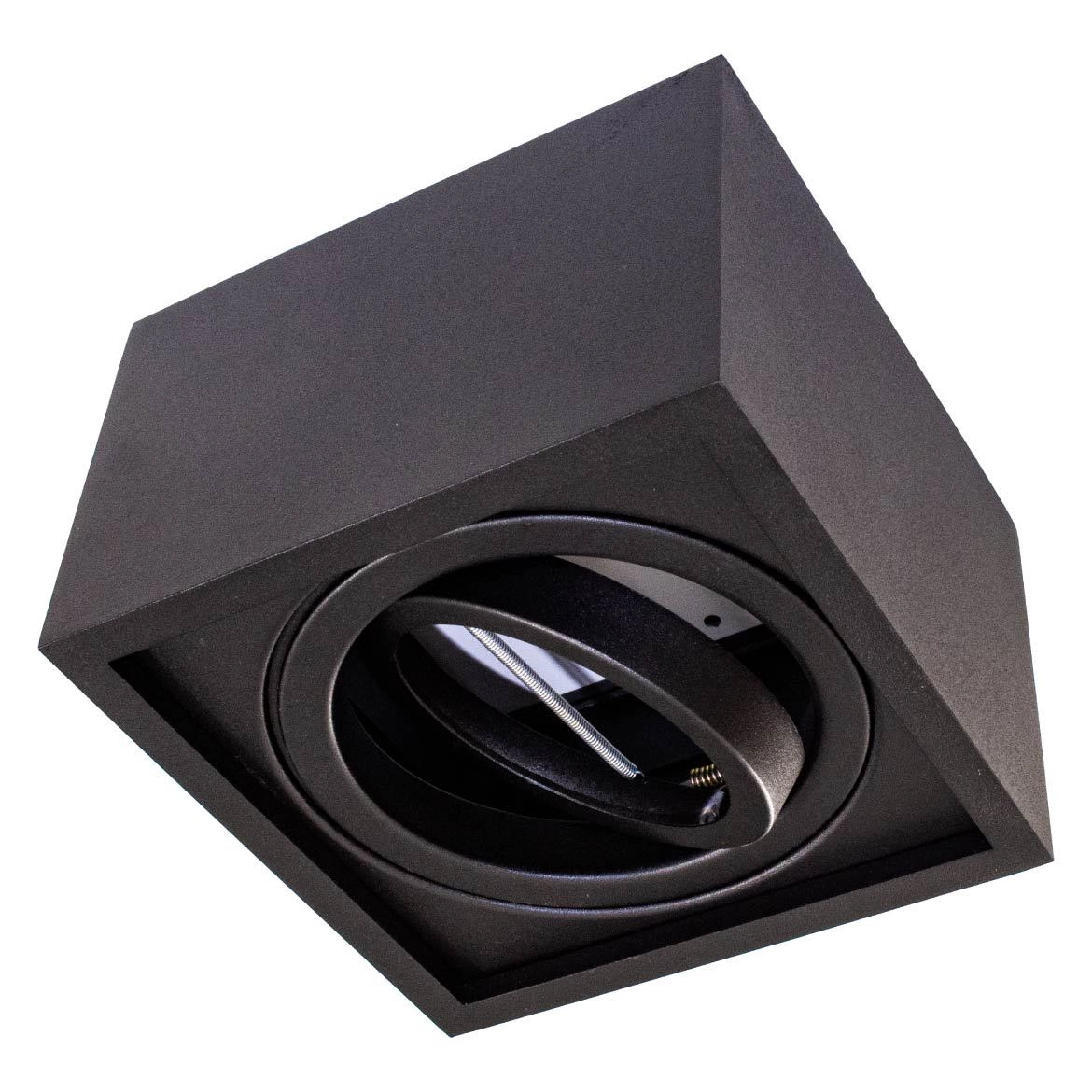 Plafon Spot Quadrado Premium Preto Sobrepor Gu10 P/ Ar111 St1573