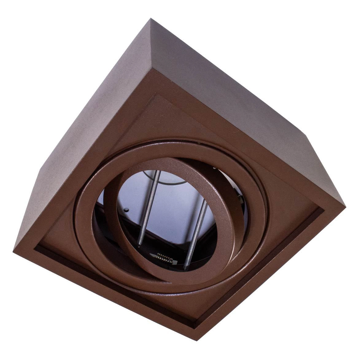 Plafon Spot Quadrado Premium Marrom Sobrepor Gu10 P/ Ar111 St1573