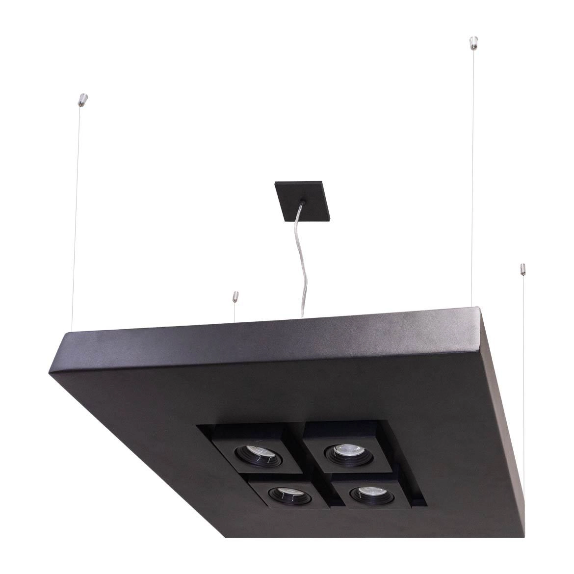 Pendente Moom 60x60cm Preto P/4 Dicróica e 4xE27 St1599