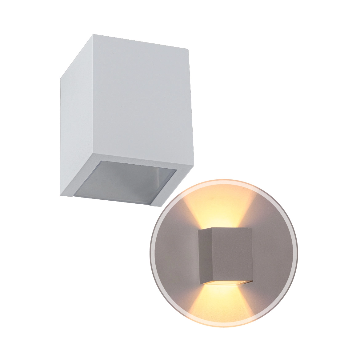 2x Arandela Efeito 2 Focos Branco Sem Friso Box Policarbonato St1386