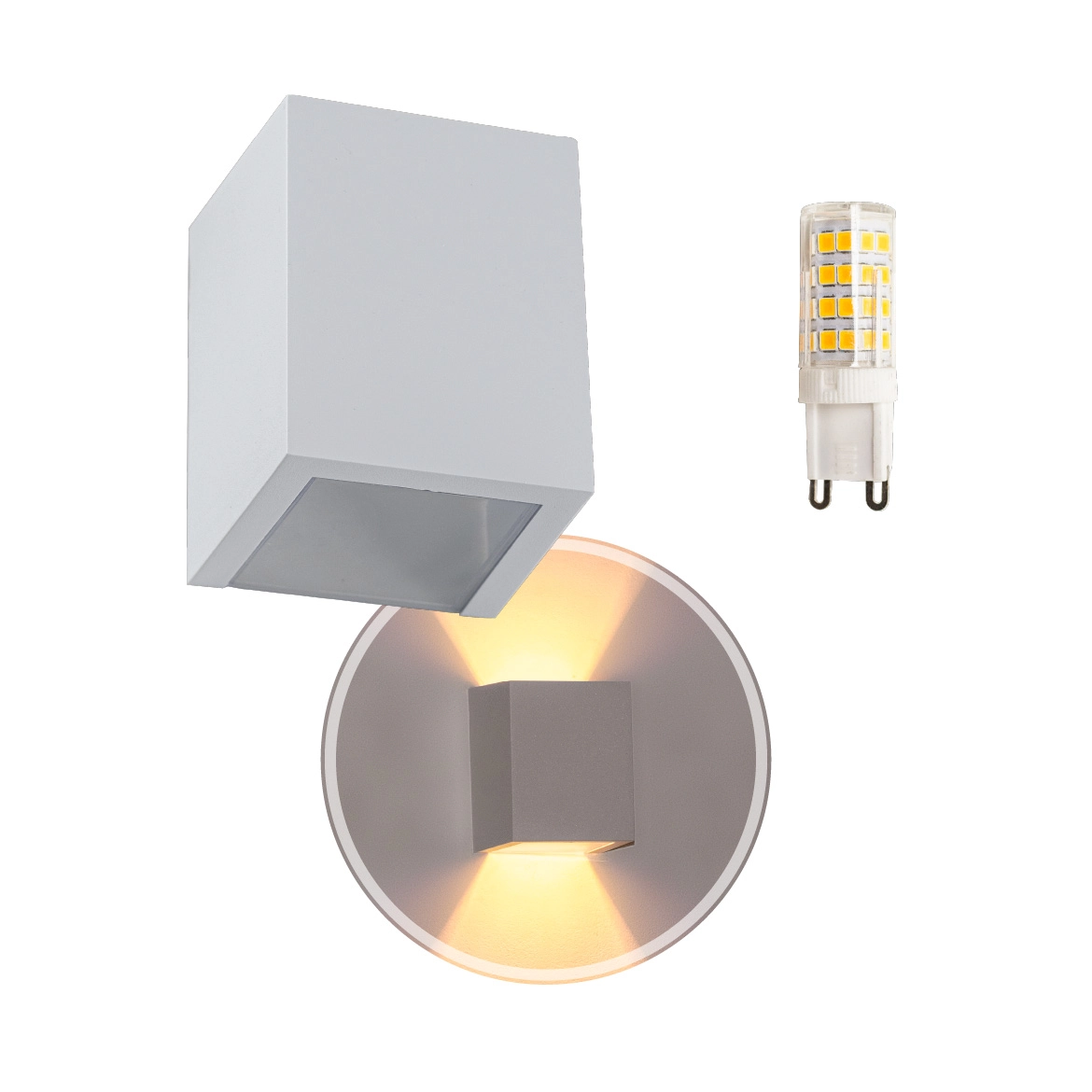 3x Arandela Efeito 2 Focos Branco Policarbonato + Led G9 5w 3000k Bivolt St1386