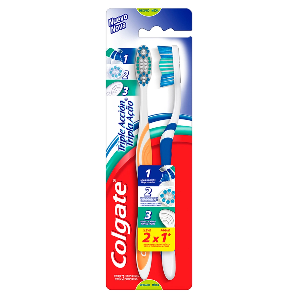 Escova Dental Média Colgate Tripla Ação Leve 2 Unidades Pague 1 Unidades
