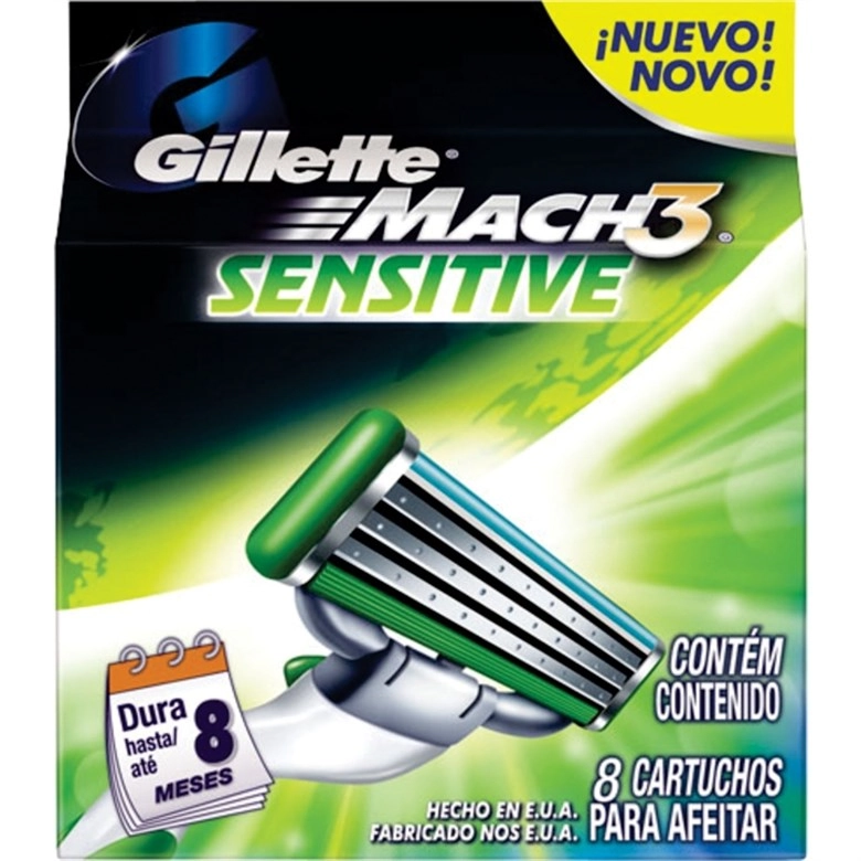 Carga Barbear Gillette Mach3 C/8 Mach3 Sensitive Unit