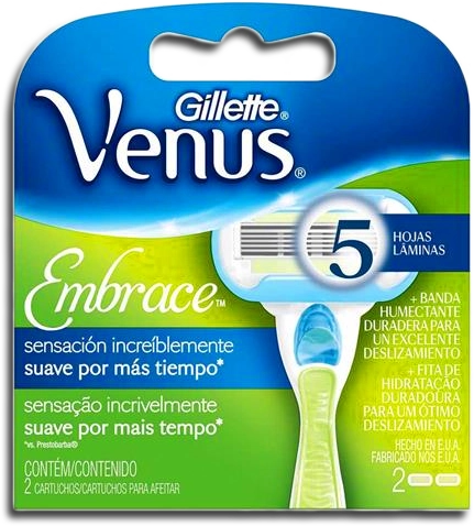 Carga Para Aparelho De Depilar Descartável Gillette Venus Embrace 2 Unidades