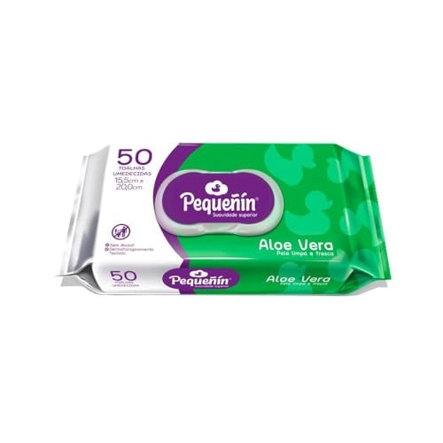 Toalha Umedecida Aloe Vera Pequeñín Pacote 50 Unidades