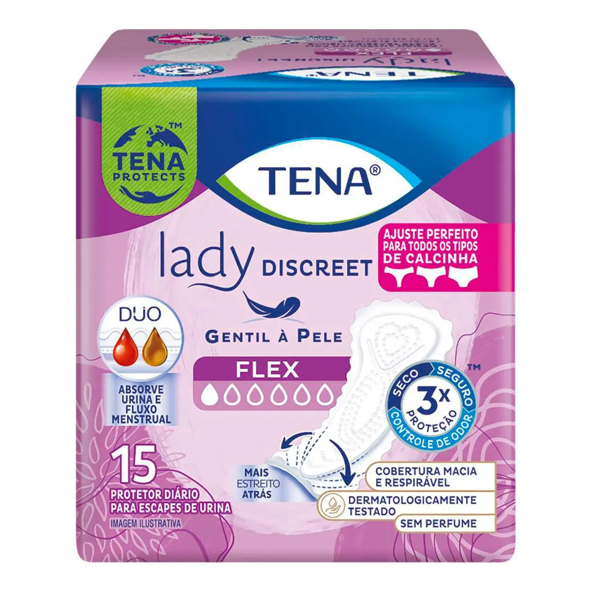 Protetor Diário Tena Lady Discreet Flex Pacote 15 Unidades