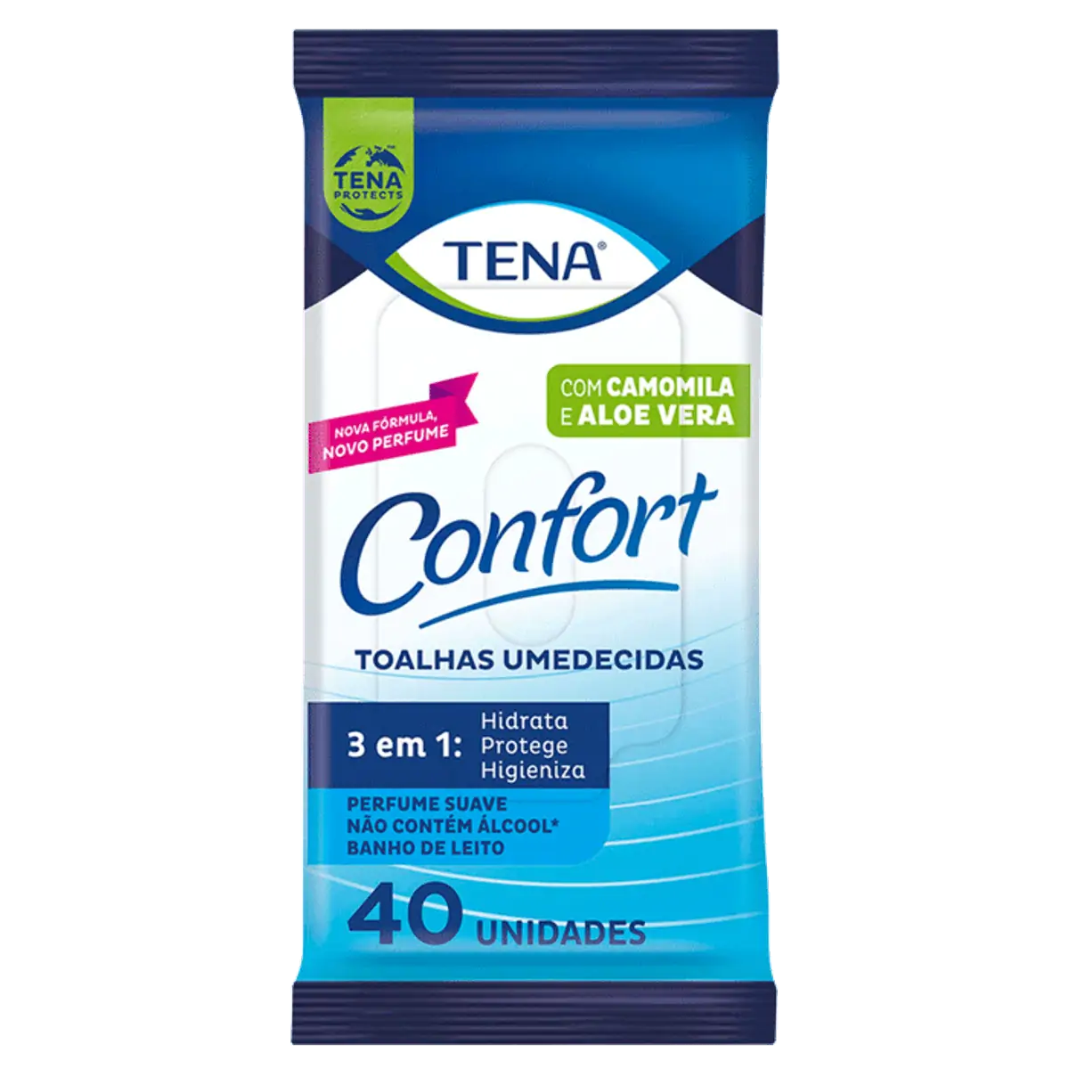 Toalha Umedecida Adulto Suave Corporal Tena Confort Pacote 40 Unidades