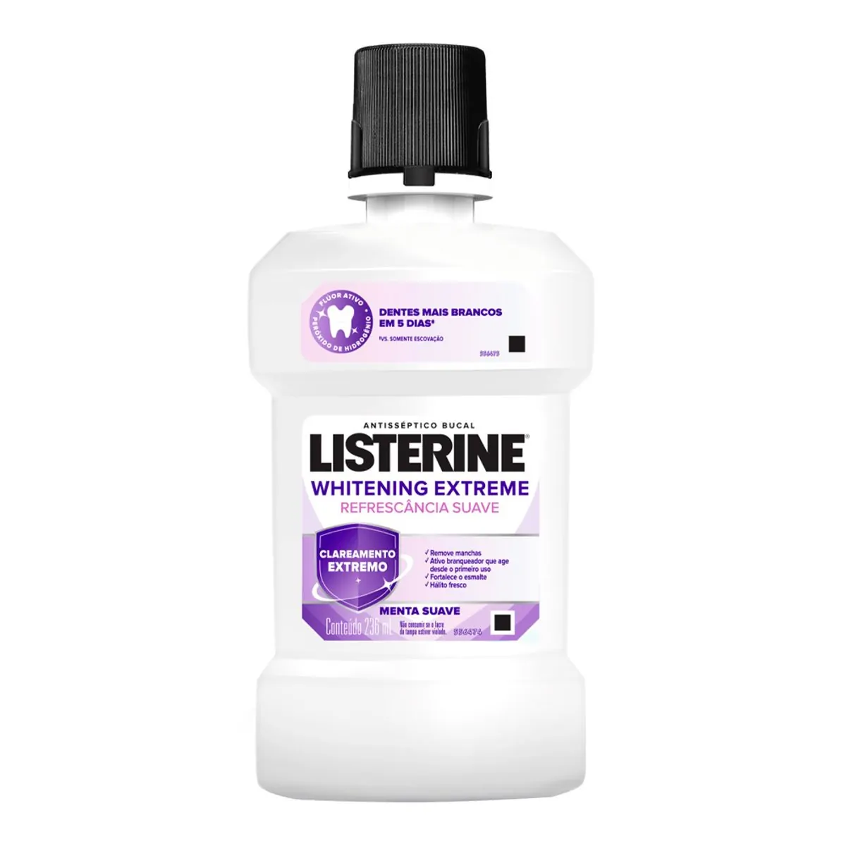Enxaguante Bucal Antisséptico Menta Listerine Whitening Extreme Frasco 236ml