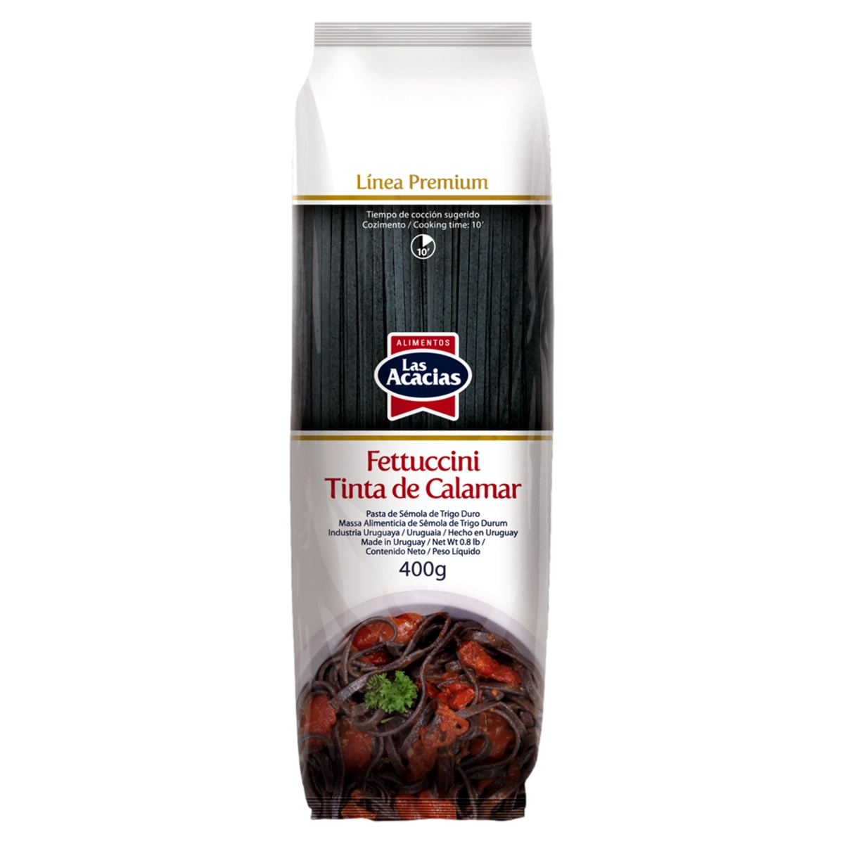Macarrão De Sêmola De Trigo Durum Tinta De Calamar Fettuccine Las Acacias Premium Pacote 400g