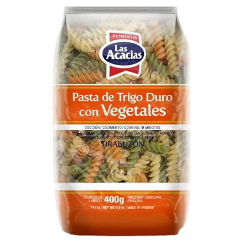 Macarrão De Sêmola De Trigo Durum Com Vegetais Fusilli Las Acacias Pacote 400g