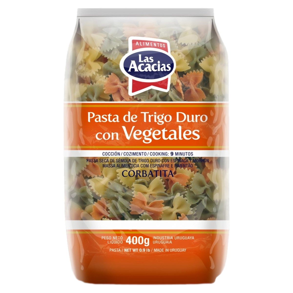 Macarrão De Sêmola De Trigo Durum Com Vegetais Farfalle Las Acacias Pacote 400g