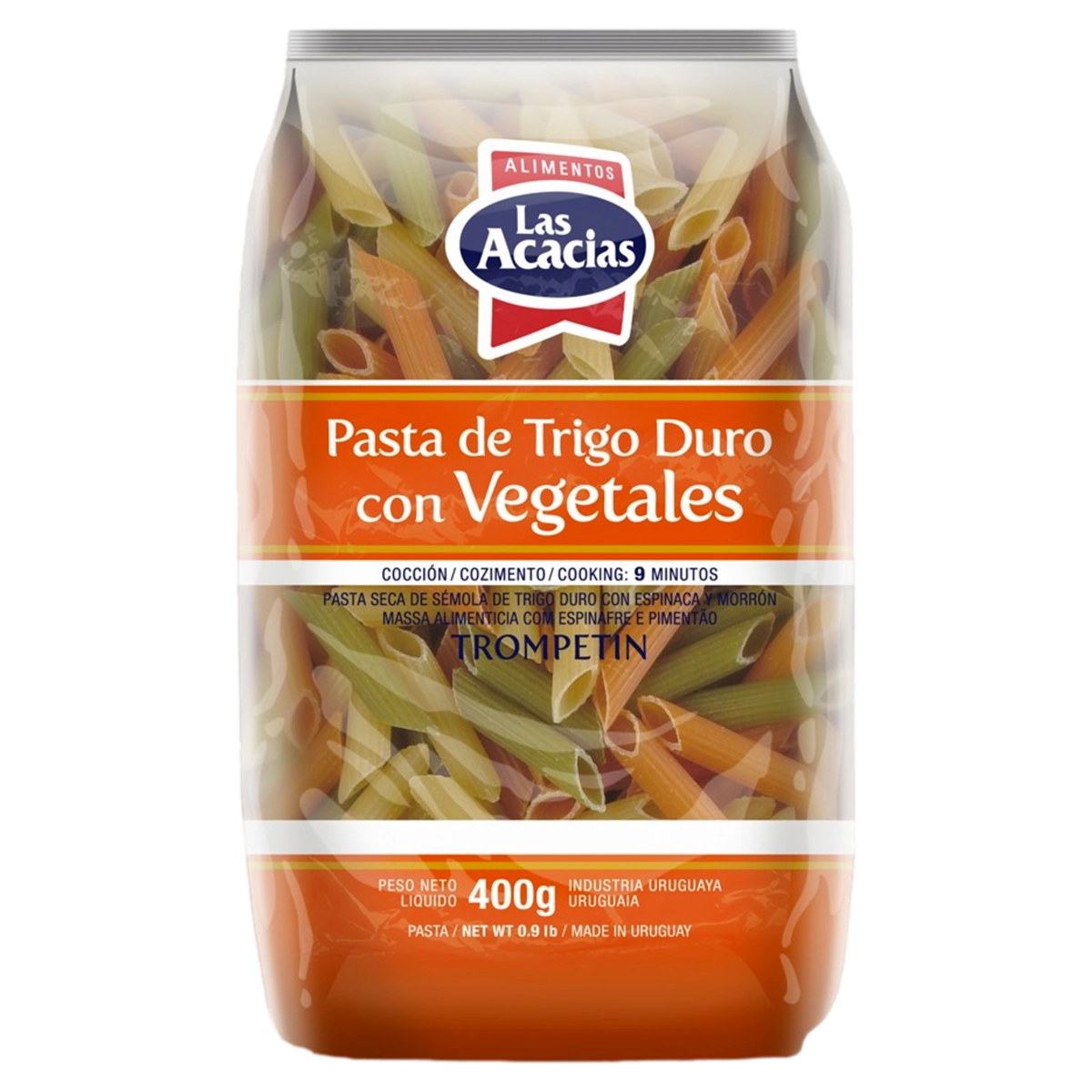 Macarrão De Sêmola De Trigo Durum Com Vegetais Penne Las Acacias Pacote 400g