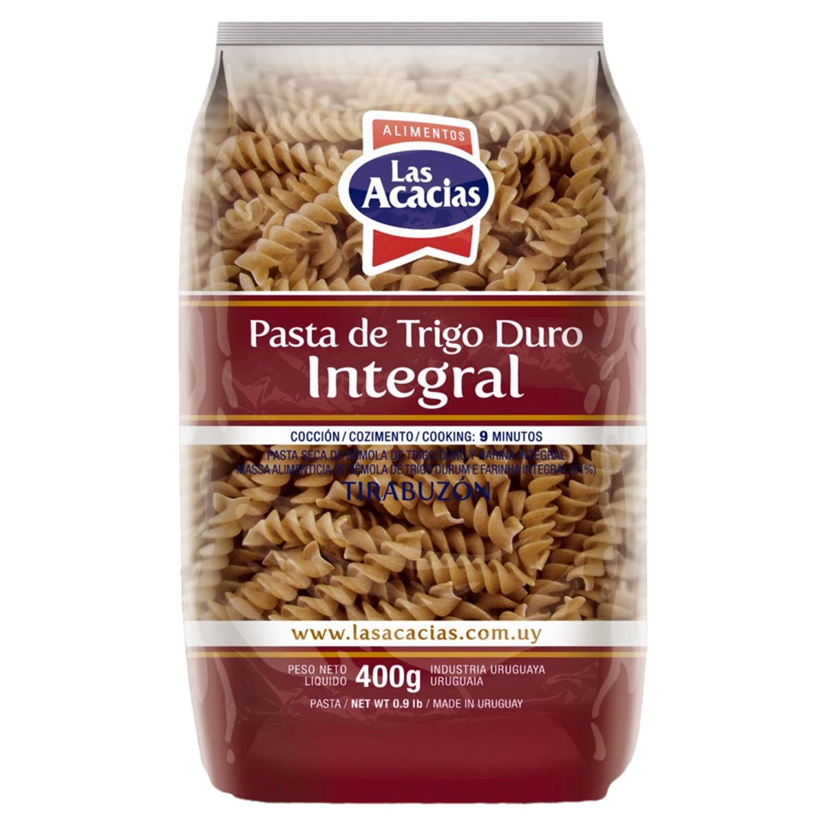 Macarrão De Sêmola De Trigo Durum Integral Fusilli Las Acacias Pacote 400g