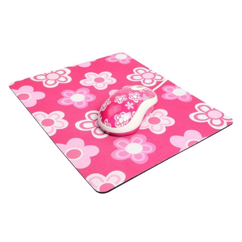 Mouse Usb Mousepad Flores Rosas Kmp 100