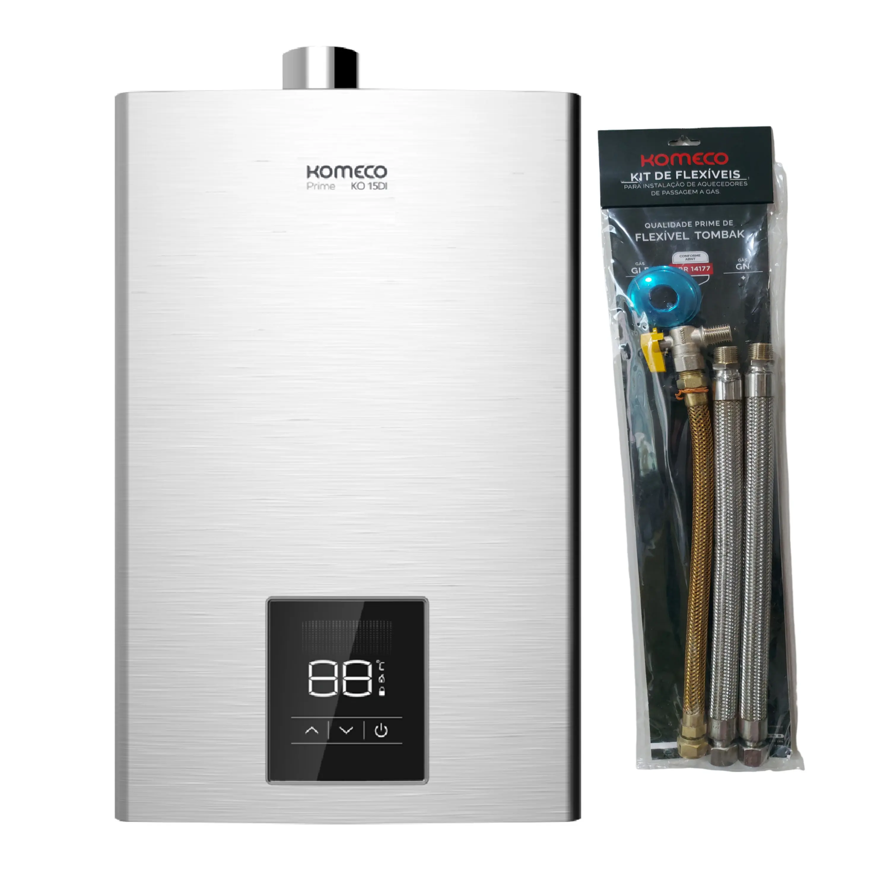 Aquecedor De Água A Gás Komeco Ko 16 Di Prime 16 Litros Glp E Kit Ligação Inox 127v/220v