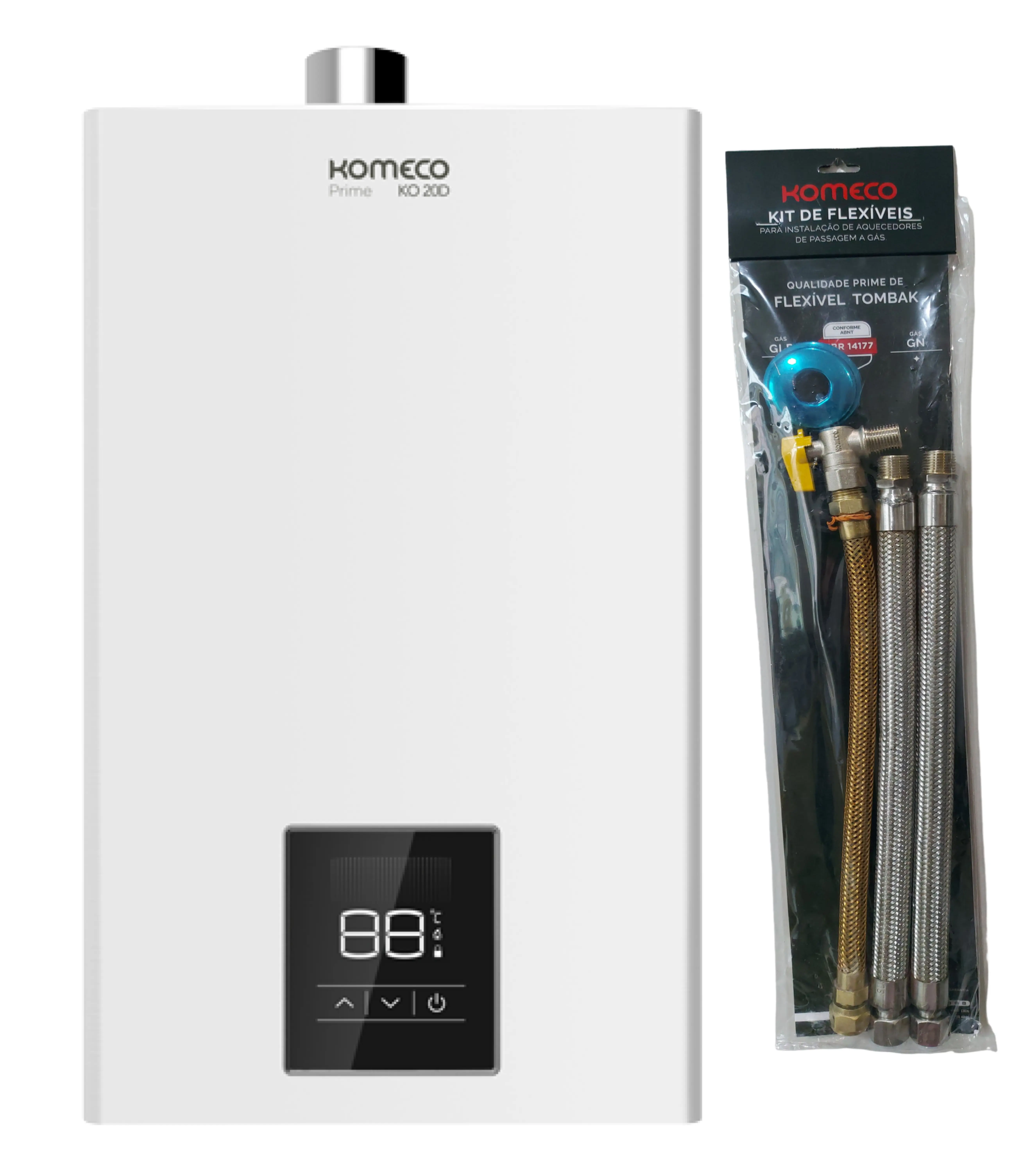 Aquecedor De Água A Gás Komeco Ko 21 D Prime Branco Digital Bivolt 21 Litros Gn Com Kit Ligação