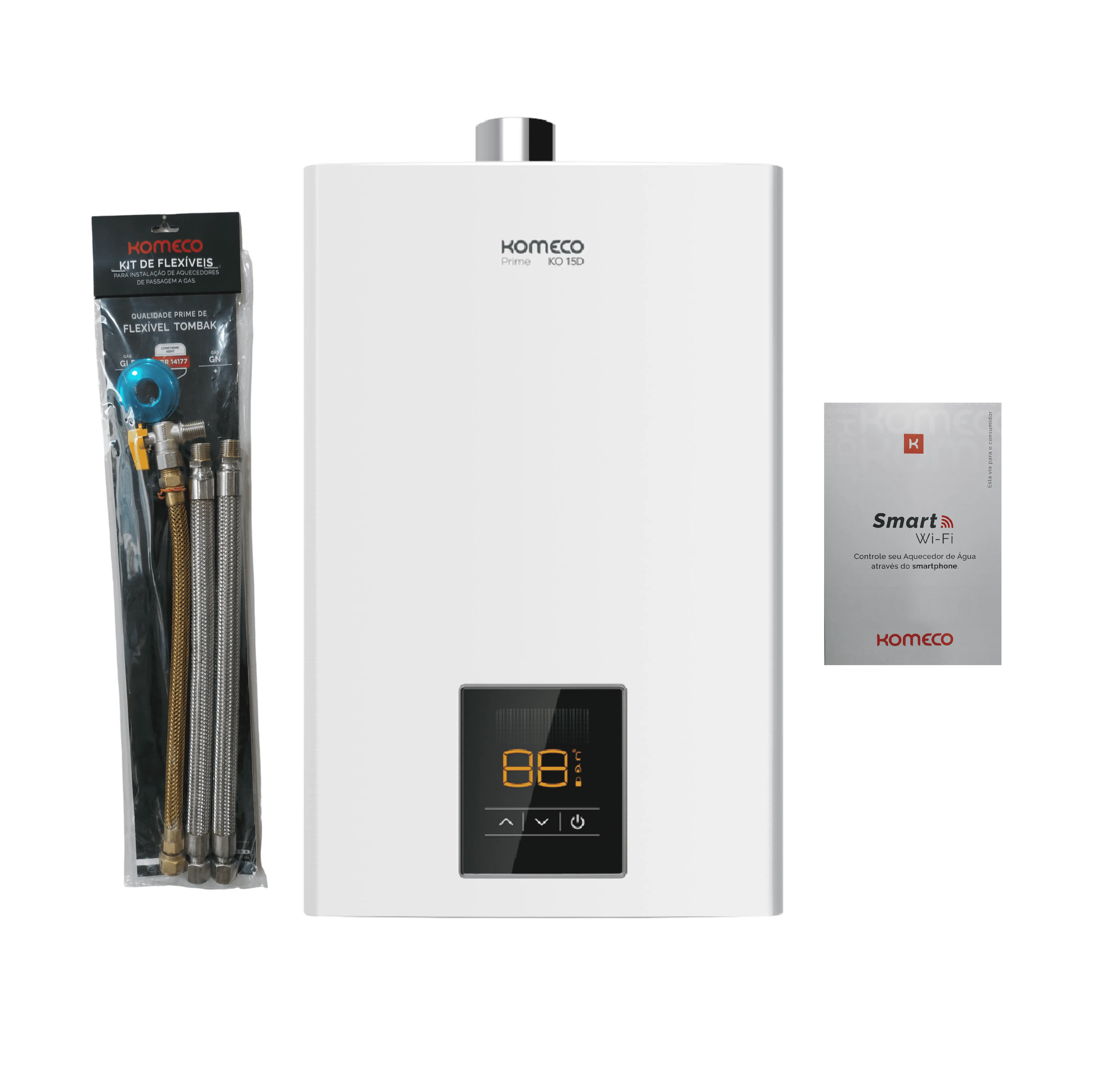 Aquecedor De Água A Gás Komeco Ko 16 D Prime 16 Litros Glp Com Módulo Wi Fi E Kit