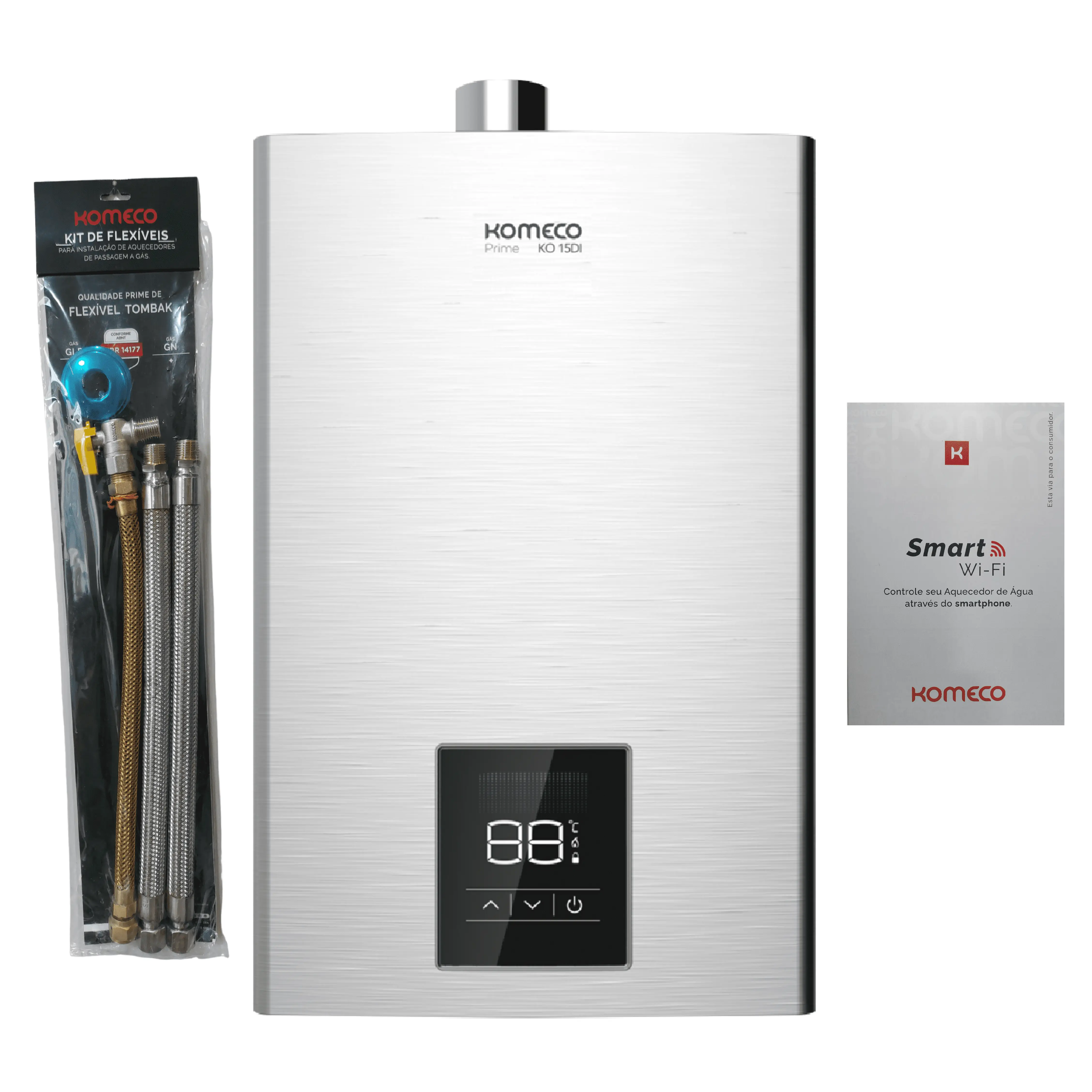 Aquecedor De Água A Gás Komeco Ko 16 Di Prime 16 Litros Glp Com Modulo Wi Fi E Kit
