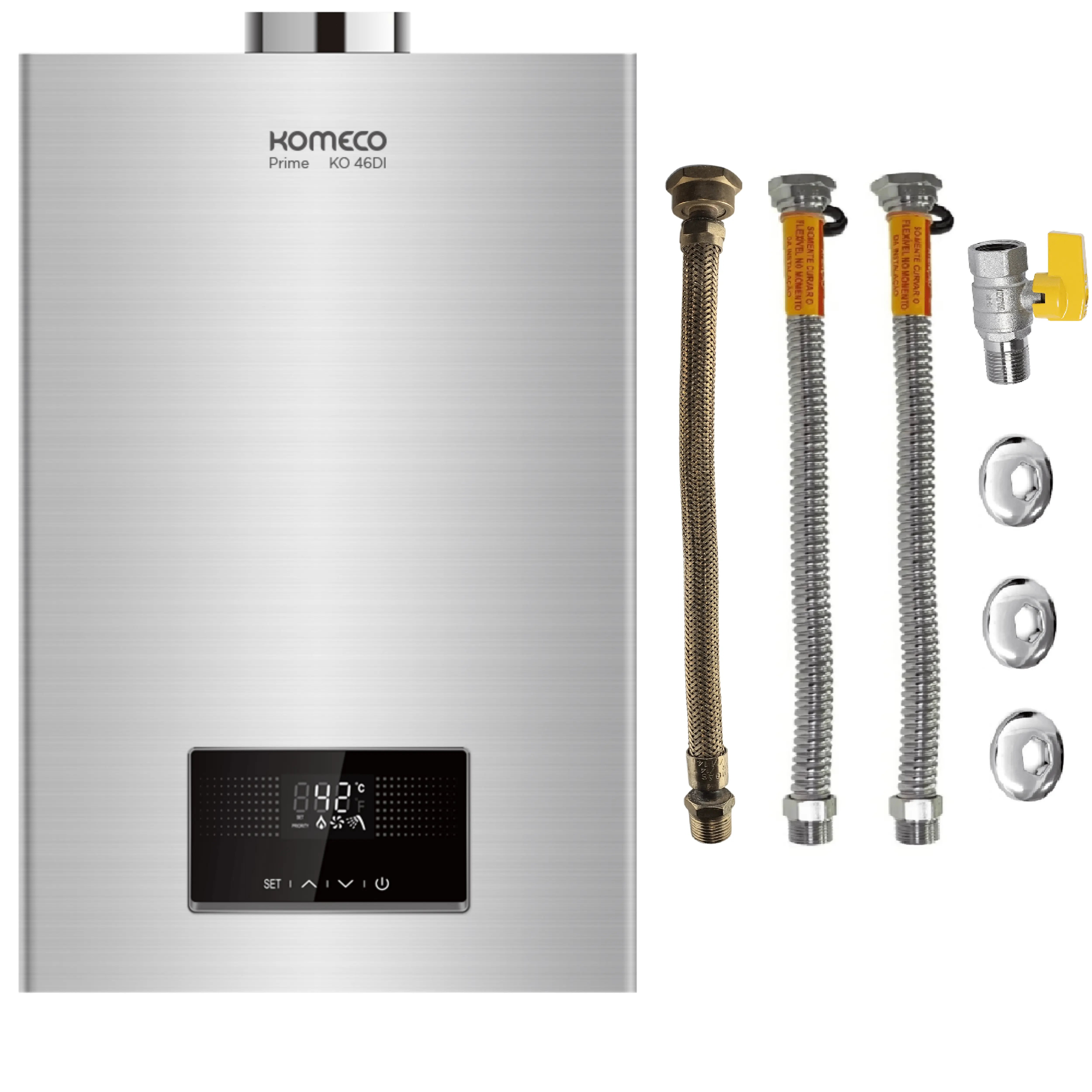 Aquecedor De Água A Gás Komeco Ko 46 Di Prime Wifi 46,5 Litros Gn Com Kit