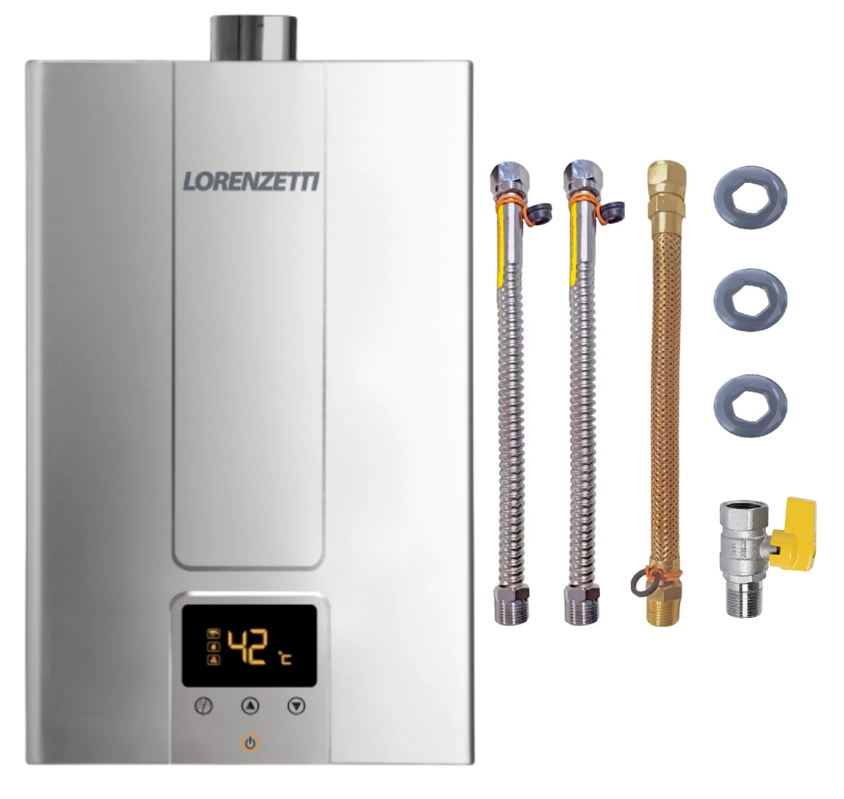 Aquecedor De Água A Gás Lorenzetti Lz 1600 De Inox Gn Com Kit Ligação
