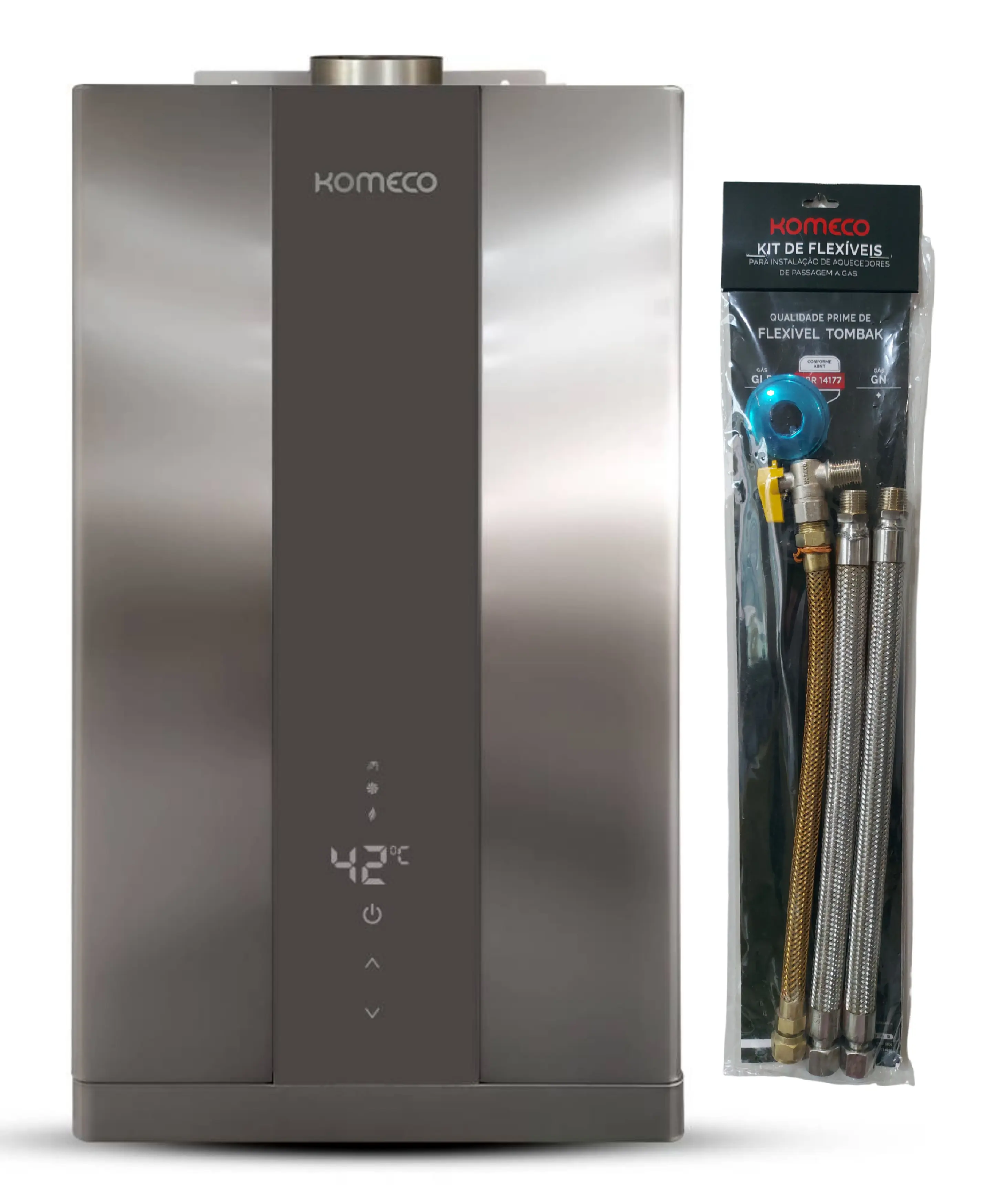 Aquecedor De Água A Gás Komeco Ko 36 Di G2 36 Litros Inox Digital Bivolt Gás Glp Com Kit