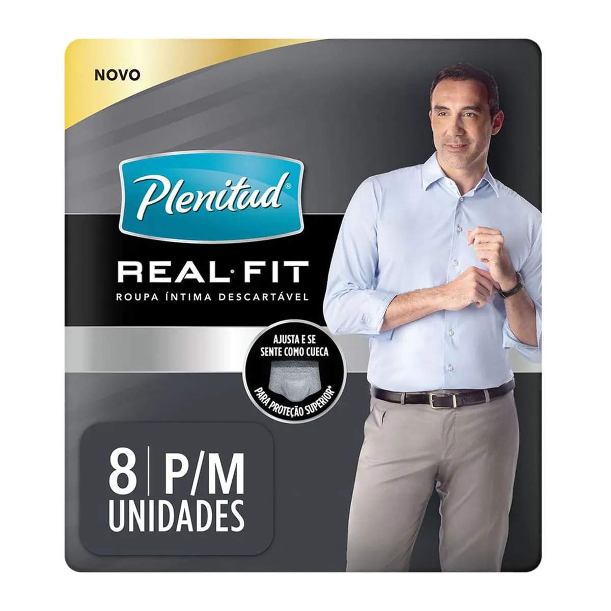 Roupa Íntima Descartável Plenitud P/M Active Fit Homem - 8 Unidades