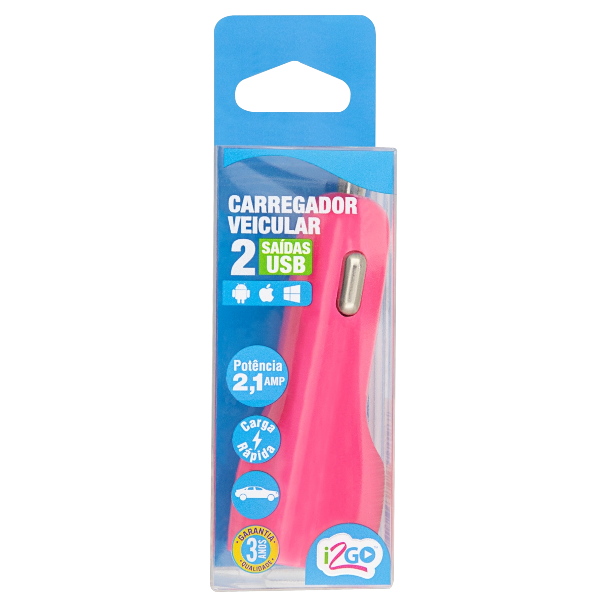 Carregador Veicular Usb Rosa I2gdbl197 I2go 12/24v