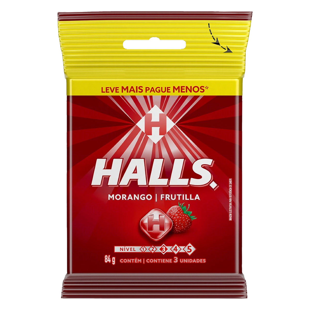 Bala Morango Halls Pacote 84g 3 Unidades Leve Mais Pague Menos