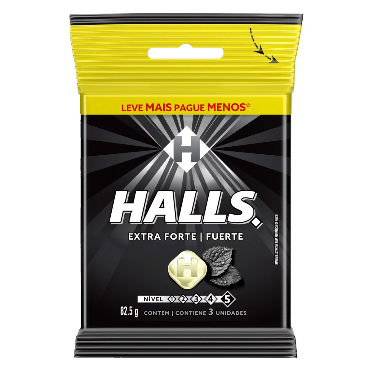 Bala Extra Forte Halls Pacote 82,5g 3 Unidades Leve Mais Pague Menos