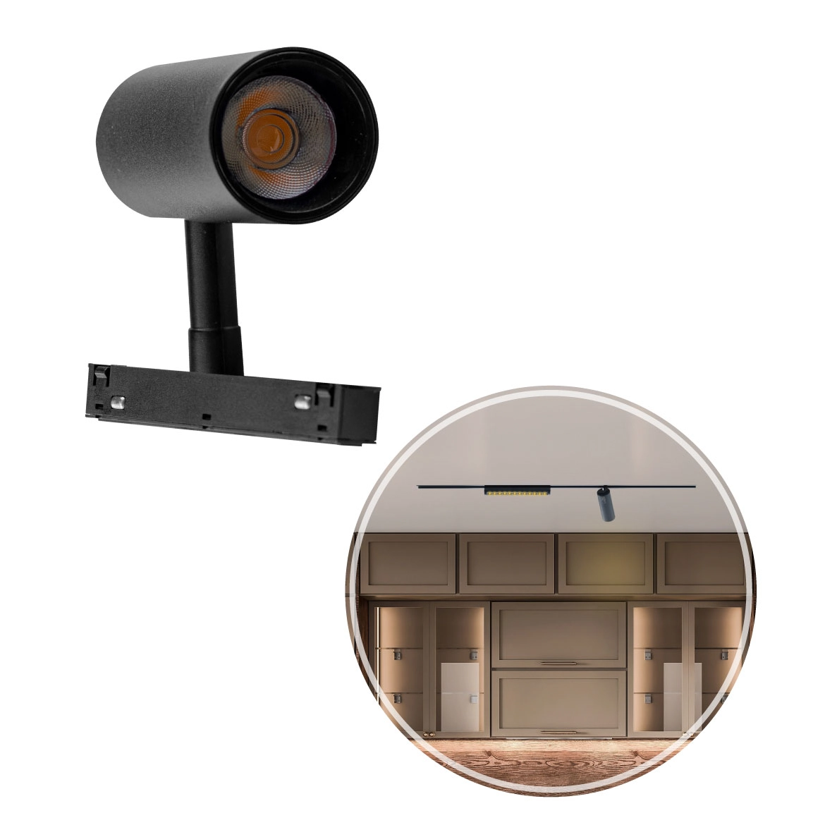 Spot Led 10w 48v 3000k P/ Trilho Eletrificado Magnético Preto St2809