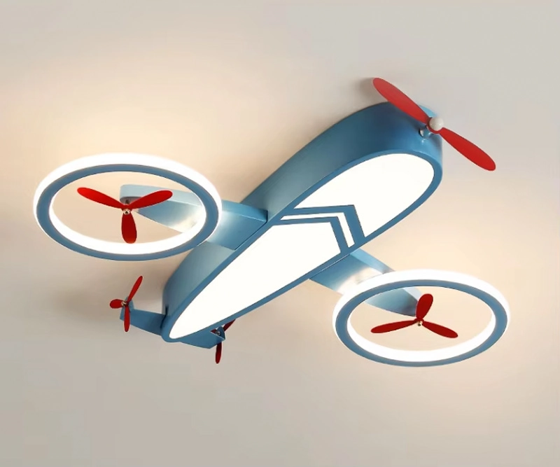 Plafon De Sobrepor Infantil Avião Azul 73cm Led 34w 3 Em 1 Bivolt La1007 Delis